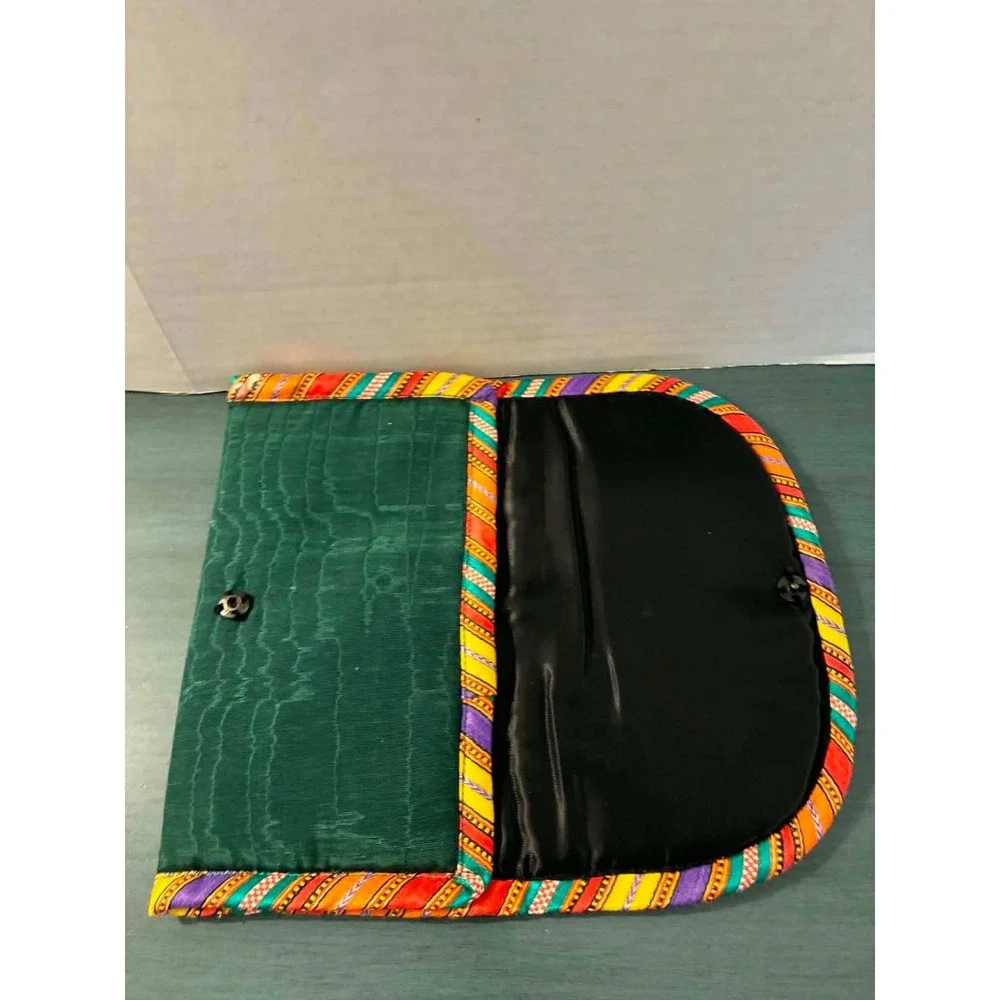 El Burgan LinaLama Design Clutch Purse Womens Multicolor Woven Embroidered Boho